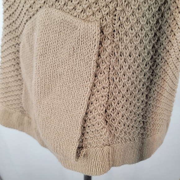 Anthropologie Sparrow Sz S Hooded Cardigan Pockets Snap Front Tan - Picture 7 of 11
